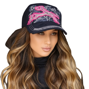 KBETHOS Cadet / Conductor Distressed Bling Adjustable Hair Stylist Hat NWOT